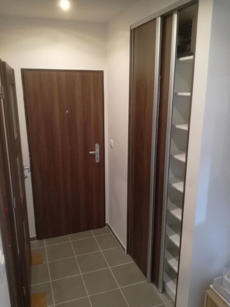 Vstavaná skriňa – výplň dverí drevená parketa
